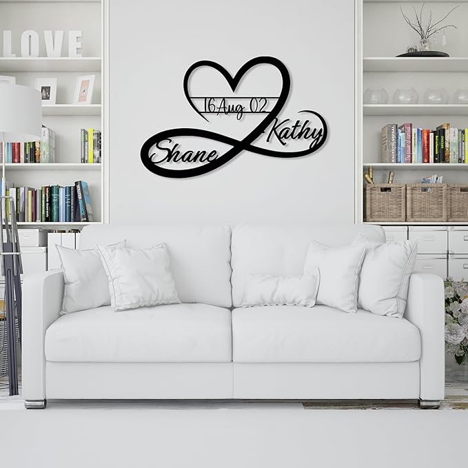 Personalized Valentines Metal Wall Sign, Custom Infinity Heart Love Couple Name Sign, Valentine's Wedding Gifts for Couples, Metal Engagement Sign, Home Decoration, Gift for Anniversary