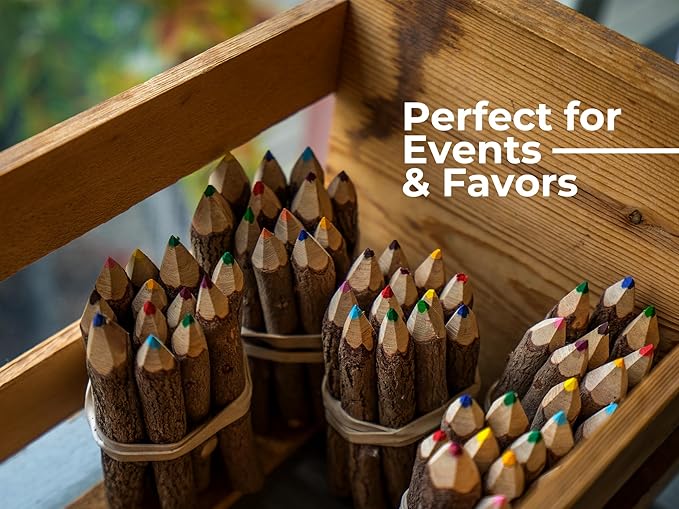BSIRI Professional Coloring Pencils Assorted-Stick Twig Outdoor Colored Wooden Pencil Tree for Child Camping Decorations Color Wood, Colored Pencils Wedding Decorations (3 Inch Long)