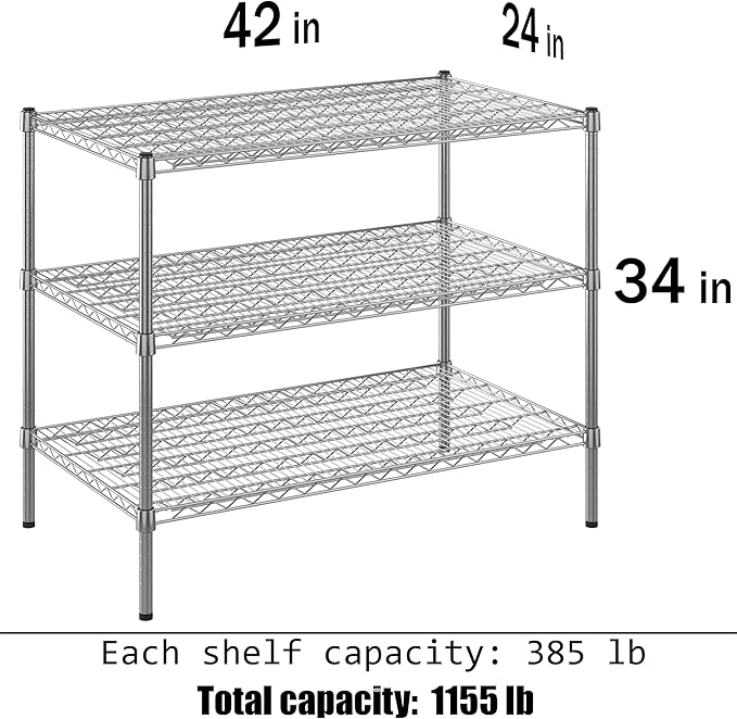 Regal Altair 24" Deep x 42" Wide x 34" Height Wire Shelving Kit | 3-Tier | NSF Commercial Storage Rack Unit