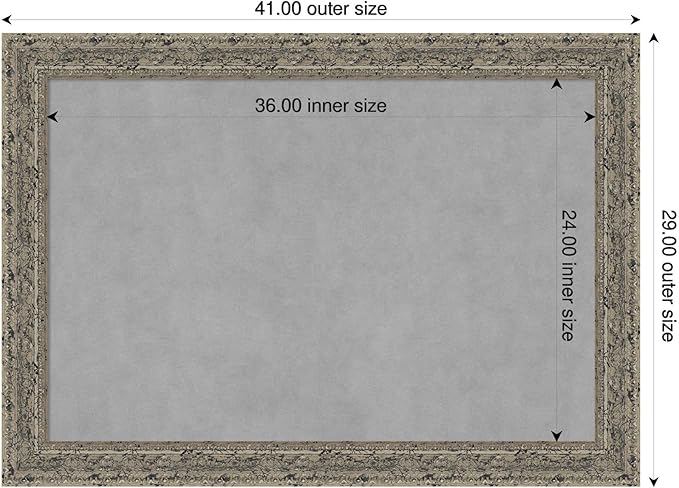 Amanti Art Silver Framed Magnetic Board 29x41 Large Vision Board for use with Magnets, 100% Metal Sheet to Display Items as Office Decor or for Home Organization in mudroom, Kitchen or Kids Room