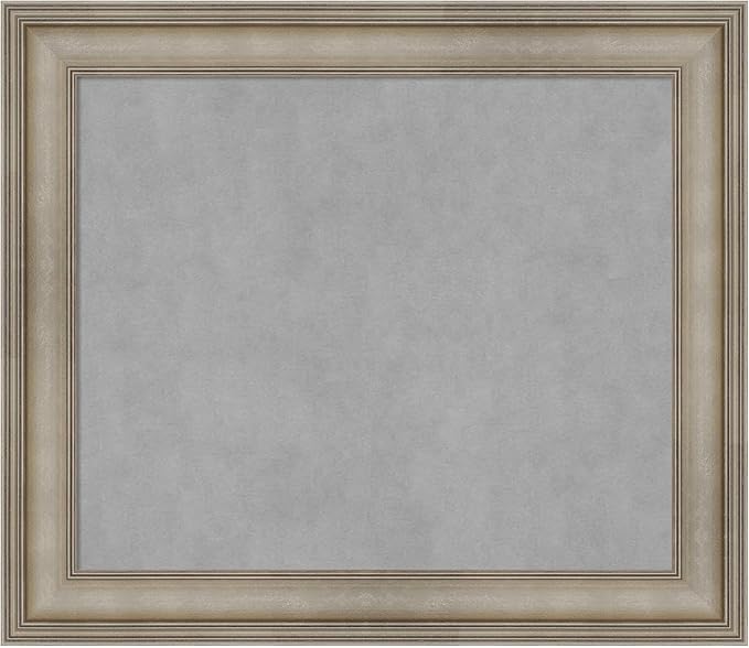 Amanti Art Silver Framed Magnetic Board 25x29 Medium Vision Board for use with Magnets, 100% Metal Sheet to Display Items as Office Decor or for Home Organization in mudroom, Kitchen or Kids Room