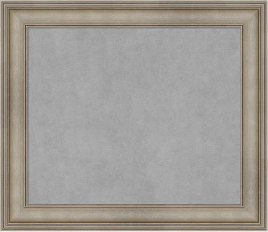Amanti Art Silver Framed Magnetic Board 25x29 Medium Vision Board for use with Magnets, 100% Metal Sheet to Display Items as Office Decor or for Home Organization in mudroom, Kitchen or Kids Room