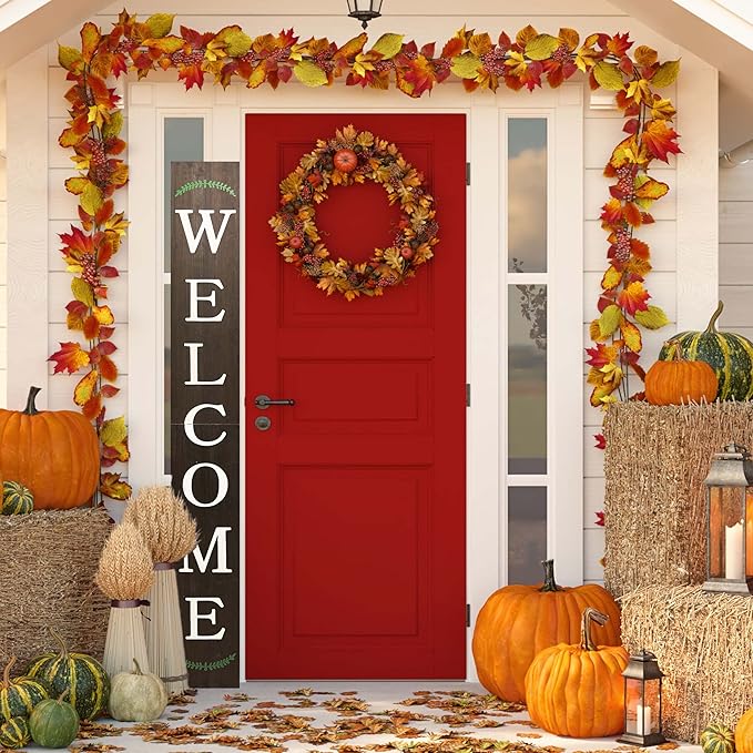 Tall Outdoor Welcome Sign, 6ft Brown Rustic Modern Farmhouse Welcome Sign for Front Door & Porch Decor, Fall Home Decor