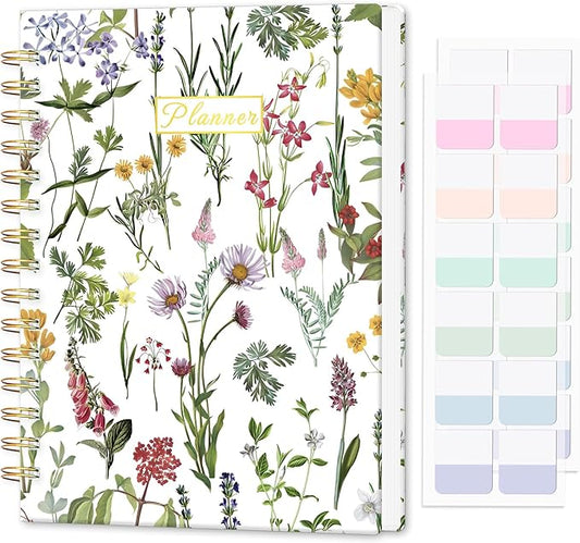 Undated Weekly and Monthly Planner – 12-Month To Do List Notebook Organizer with Goal & Habit Tracker, Spiral Bound Productivity Journal Ideal for Work, School & Home, 6.5" x 8.5", Wildfloral