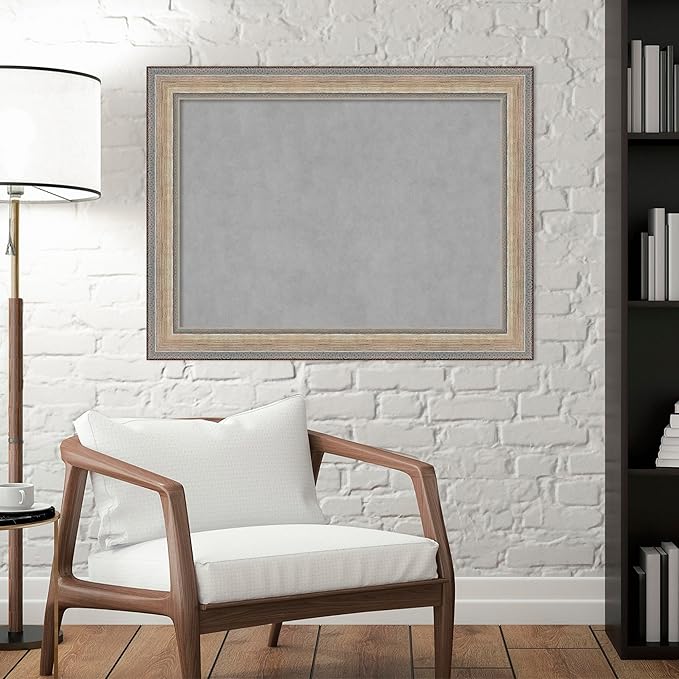 Amanti Art Silver Framed Magnetic Board 25x33 Medium Vision Board for use with Magnets, 100% Metal Sheet to Display Items as Office Decor or for Home Organization in mudroom, Kitchen or Kids Room