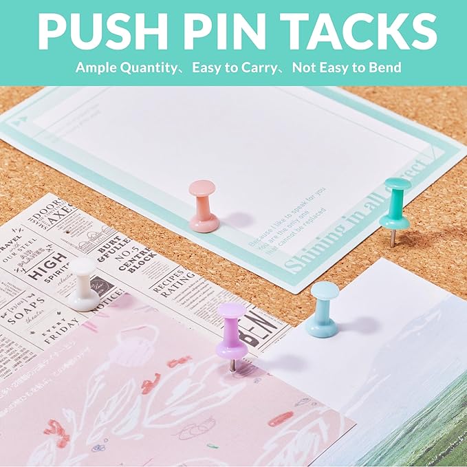 LincOficey 400pcs Push Pins, Colored Thumb Tacks for Cork Board, Bulletin Board and Foam Boards (Multicolor)