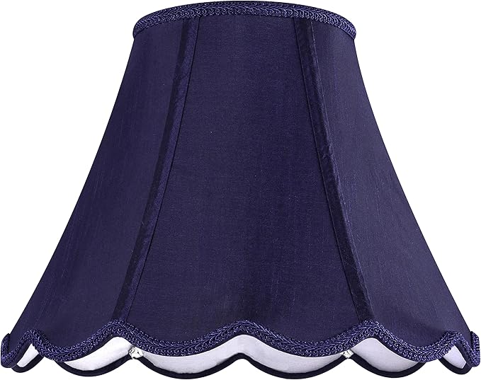 GOSO Medium Blue Scalloped Lamp Shade Set of 2, Replacement Braids with Petal Edges,6×13×9.8 Inch Spider Lamp Shade for Table Lamp,Floor Lamps Easy Assembly, Bell Shades for Living Room Art Decor