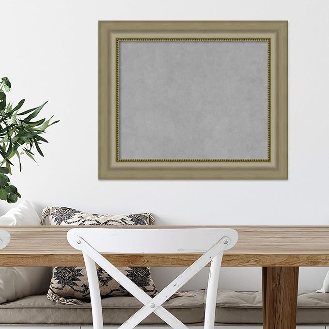 Amanti Art Silver Framed Magnetic Board 21x25 Small Vision Board for use with Magnets, 100% Metal Sheet to Display Items as Office Decor or for Home Organization in mudroom, Kitchen or Kids Room
