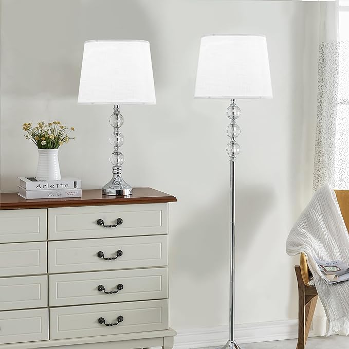 GO&SO Large White Texture Lamp Shades Set of 2,Drum Lampshades Replacemnt for Table Lamps Floor Lamps-14"Top × 16" Bottom × 11" High(Spider),Required Assembly-Modern Floor Lamp for Living Room