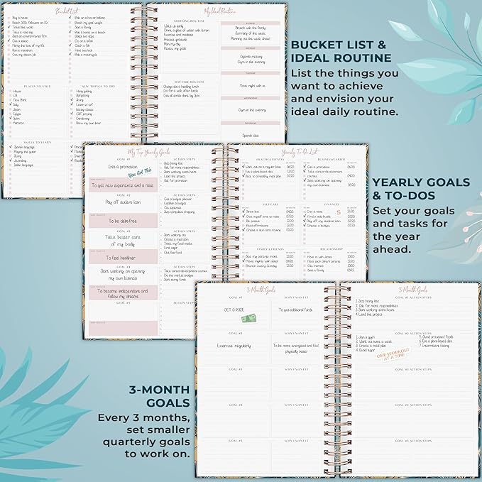 PLANBERRY Large Hourly Schedule Planner Premium – Undated Organizer for Productivity, Time Management & Budget, 8x10.4″ (Tropical Forest)