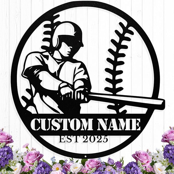 Personalized Baseball Metal Sign, Custom Baseball Signs Wall Art, Custom Name Sign for Player, Boys Room Decor, Sports Wall Decor, Gift for Boys, Team, Dad, Man