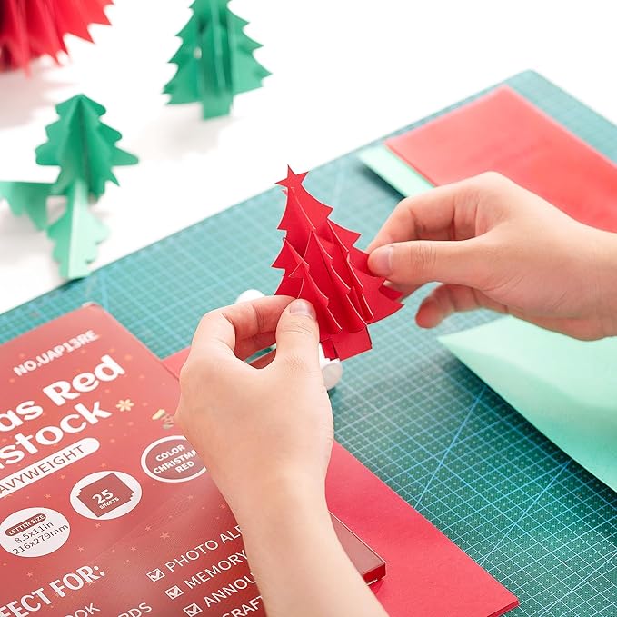 25 Sheets Christmas Red Cardstock - 8.5'' x 11'' 92lb Double-sided Cover Card Stock 250gsm Heavyweight Paper for Art Crafts Business Cards Party Décor UAP13RE