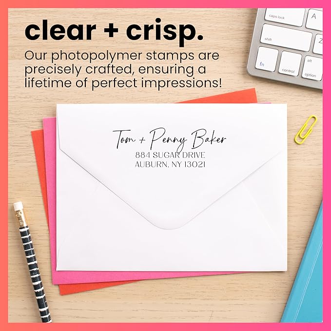 ExcelMark Personalized Return Address Stamp – Custom Self Inking Rubber Stamp (Large, Santa Catalina)