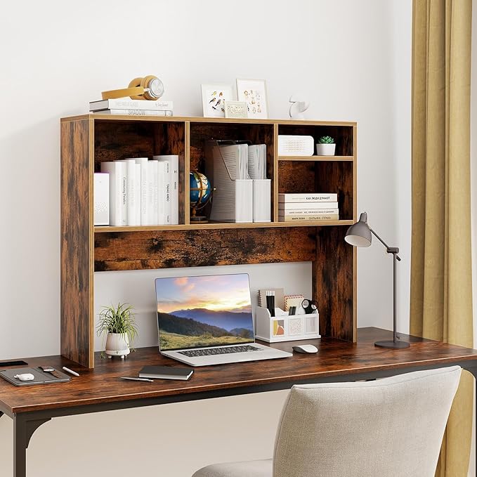 Tangkula Desktop Bookshelf, Countertop Storage Hutch with 4 Shelves for Computer Desk, Desk 2-Tier Display Rack, Multipurpose Wood Desktop Hutch Storage Organizer for Dorm Office Home