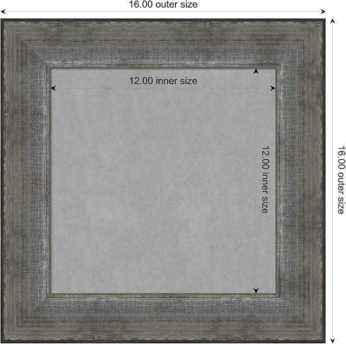 Amanti Art Silver Framed Magnetic Board 16x16 X-Small Vision Board for use with Magnets, 100% Metal Sheet to Display Items as Office Decor or for Home Organization in mudroom, Kitchen or Kids Room