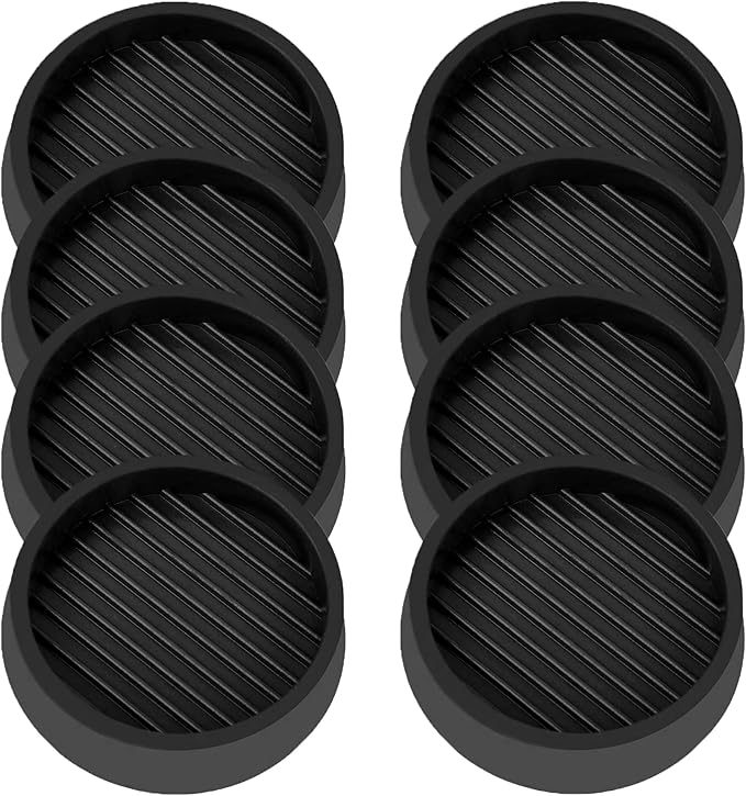 VOCOMO 3X3 Round Rubber Caster Cups, Non Slip Furniture Pads, Anti-Slip Gripper, Anti Skid Furniture Feet, Anti Slide Floor Protector for Bed Couch Table Chair Stoppers - Black, 8 Pack