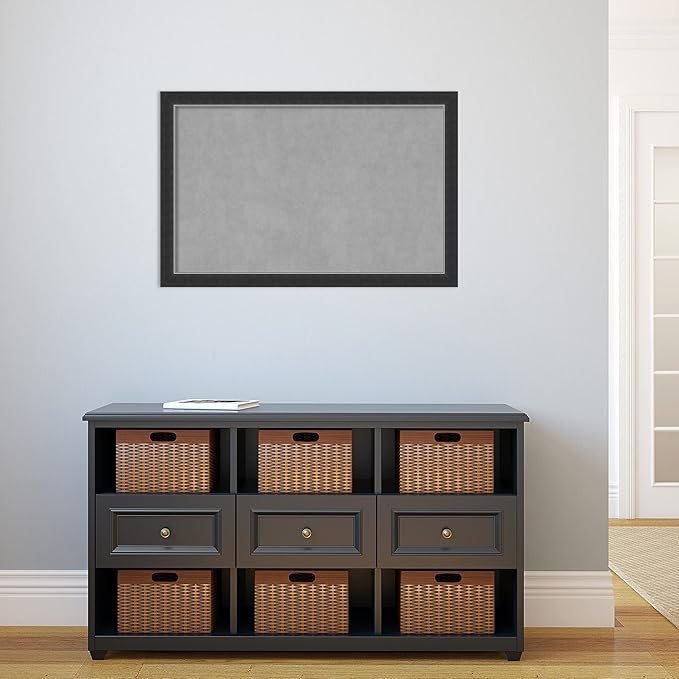 Amanti Art Black Framed Magnetic Board 23x35 Large Vision Board for use with Magnets, 100% Metal Sheet to Display Items as Office Decor or for Home Organization in mudroom, Kitchen or Kids Room