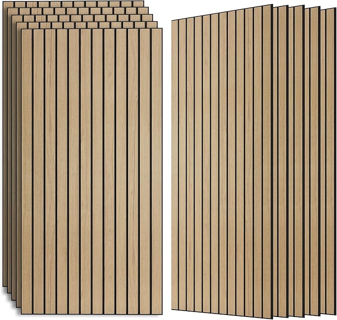 AUTORIFIC Wood Veneer Sound Panels, 10 Pack 47.2”x23.6” Wall Panels, Decorative Acoustic Panels for Walls, for Office,Home Theater,Studio,Living Room, Teak(Mitred)