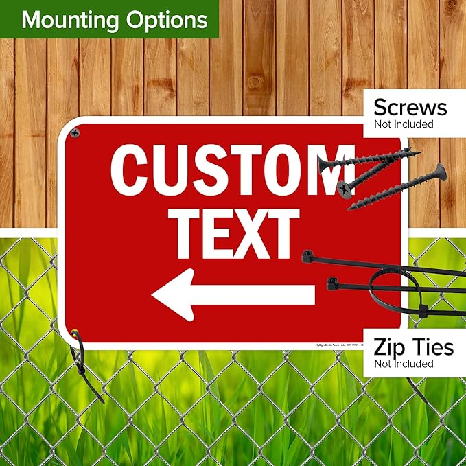 Custom Arrow,Custom Directional Sign, Left Arrow,12x18 Inches, 55 mil thick HDPE (high density polyethylene) Made in USA by My Sign Center