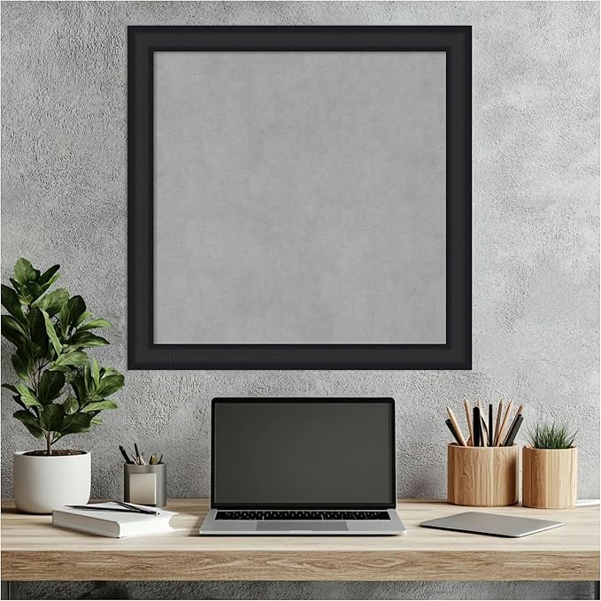 Amanti Art Black Framed Magnetic Board 23x23 Medium Vision Board for use with Magnets, 100% Metal Sheet to Display Items as Office Decor or for Home Organization in mudroom, Kitchen or Kids Room