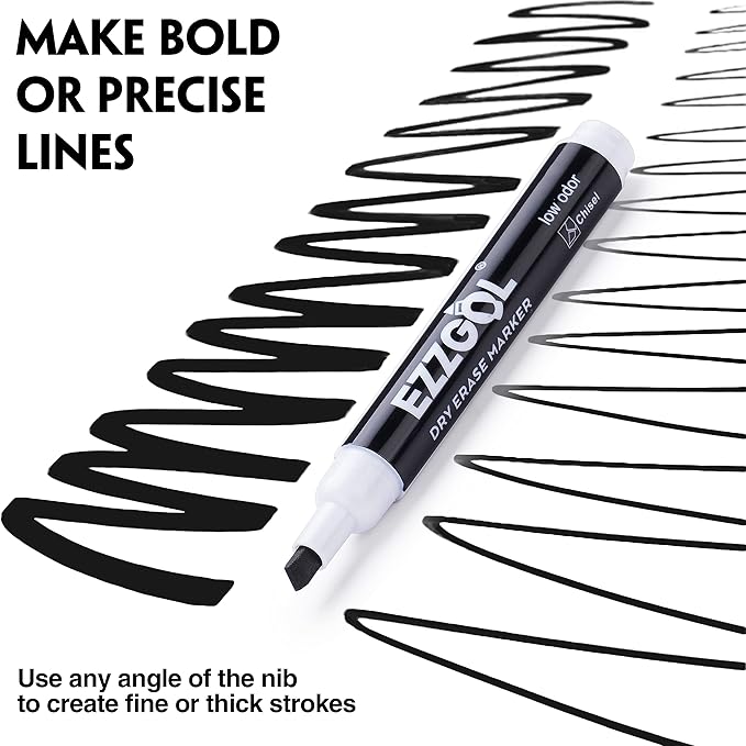 Ezzgol Dry Erase Markers Bulk, 72 Pack Black Low Odor Whiteboard Markers