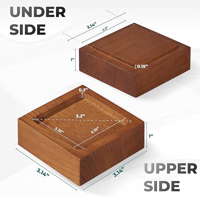 Bed Risers, Furniture Risers (Set of 8-Height 1") Can be Adjusted to 2'' 3''or 4'', Lifts Furniture Risers, Solid Natural Wood Risers, Non-Slip Recessed Hole (Square-Light Brown Color)
