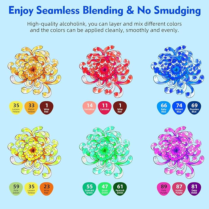 HOMESILMO-48 Color Double Head Alcohol Marker Set, Fine Chisel, Dual Effect Design, Art Marking, Professional Painting Marking, Adult Coloring Book | Coloring Marking | Painting |, Artist Set.