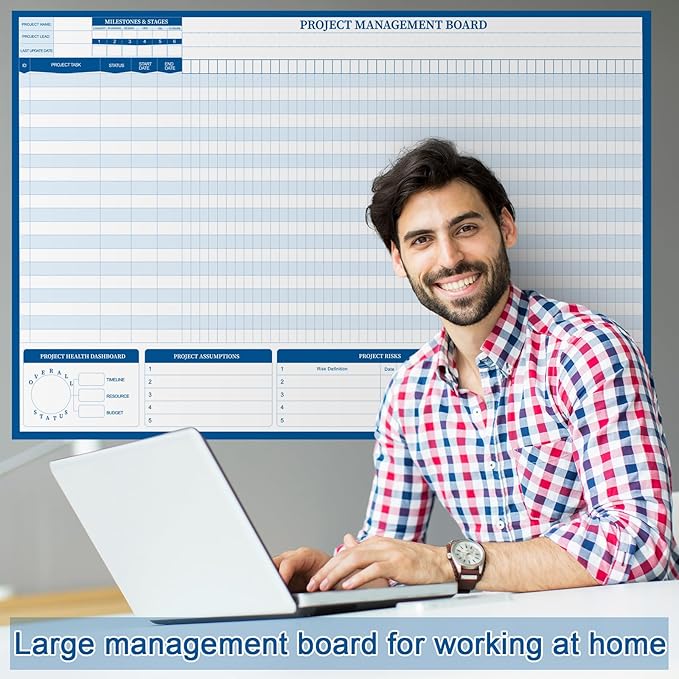 Lincia Large Magnetic Gantt Chart Whiteboard Kit 24" x 36" Reusable Visualize Timelines, Risks & Critical Path Ultimate Management White Board for Project Management Managers