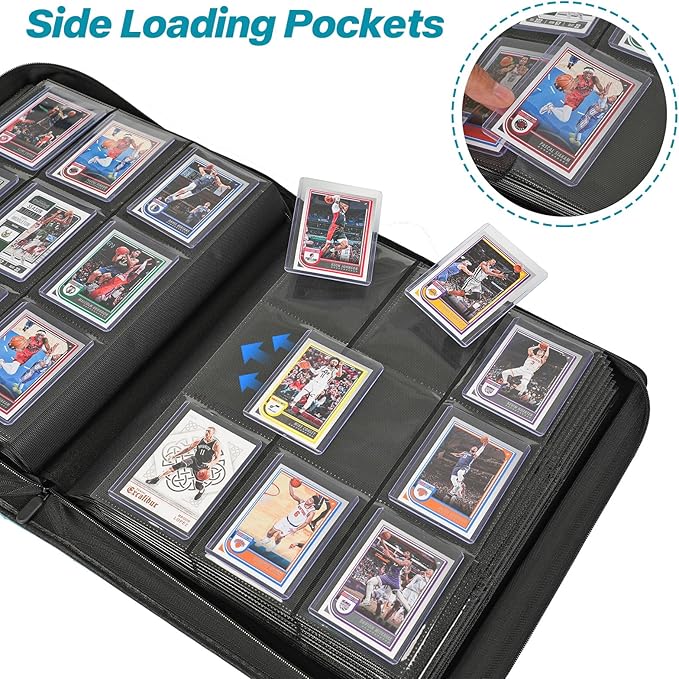 Sibonic 9 Pocket TopLoader Binder, Holds 360 3”x4” Toploader Hard Cases, Sleeves Card Collection Binder, 20 Double Sided Pages, Compatible with Trading & Sports Holder - Mint Green