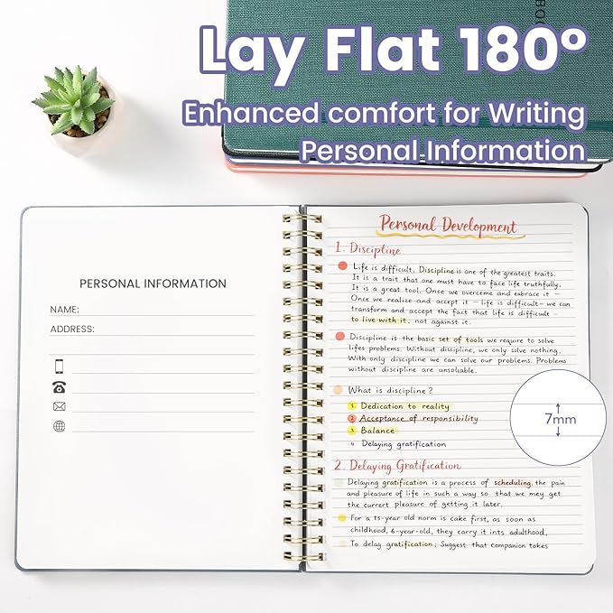Oneirom Spiral Notebook - 8.5 x 10.98 Inch Large Hard Cover Notebook with Elastic Band & Pocket, 252 Pages, Lay Flat Wirebound Journal for Work, School, Planning & Note Taking Violet