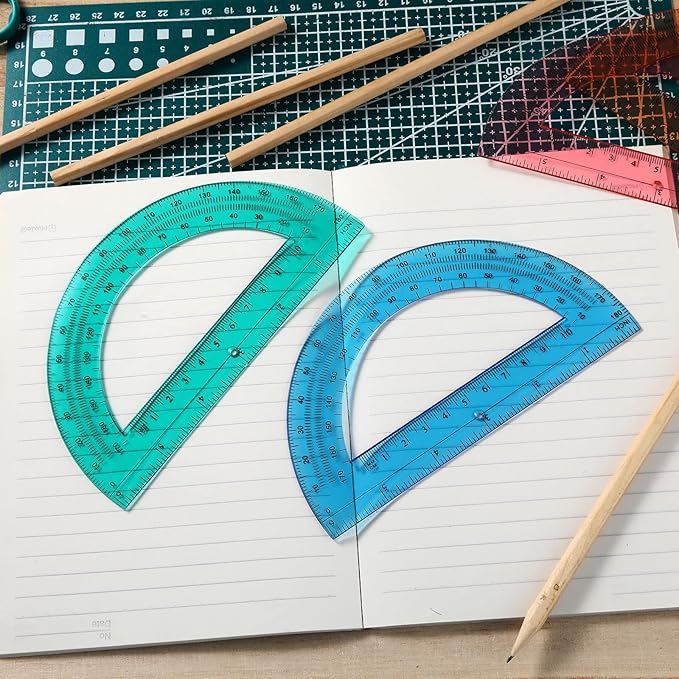 Zonon 36 Pieces Protractors Bulk Plastic 180 Degrees 6 Inch Translucent Protractors for Geometry, Angle Measurement, Students School Supplies