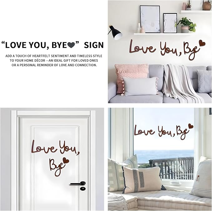 Home Decor Large Brown Love You Bye Wood Sign Boho Decor Wall Decor Express Love&Warm for Family Lover Living Room Farmhouse Wall Art Housewarming Gift Hallway Entryway Above Door Topper Decoration