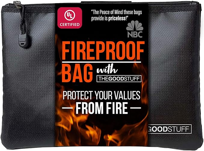 Fireproof Money Bag for Cash (10" x 13") – Waterproof Document Holder with Zipper, Protects Important Papers, Passports & Valuables from Fire & Water – Secure Storage for Home, Office & Travel
