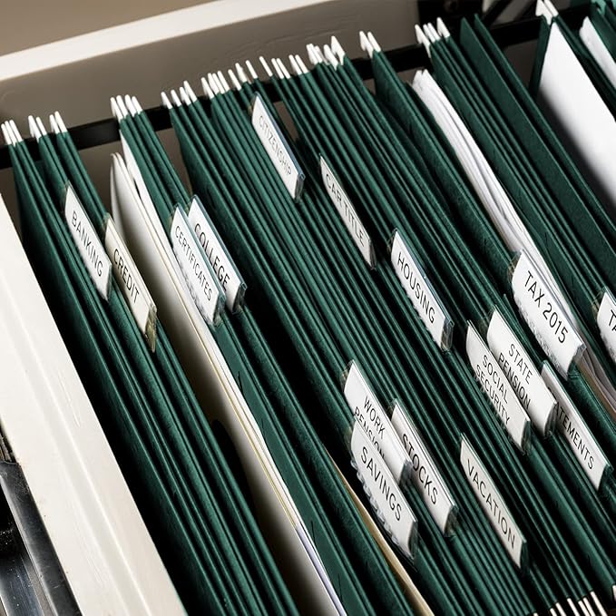 HERKKA Extra Capacity Hanging File Folders, 30 Pack Reinforced Letter Size Hanging Folders with Heavy Duty 0 Inch Expansion, Designed for Bulky Files, Green