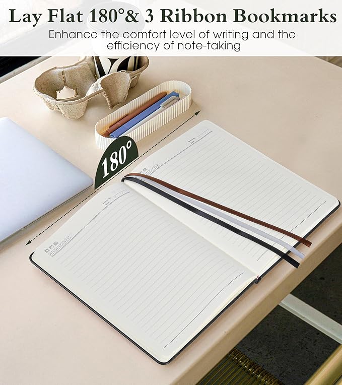 PAIBAS Lined Journal Notebook for Women Men, 160 Pages, A5 Hardcover Vintage Leather Journaling Notebooks for Work, School, Note Taking, Travel, Bible Study, Daily Diary for Writing 5.8"x8.5" (Black)
