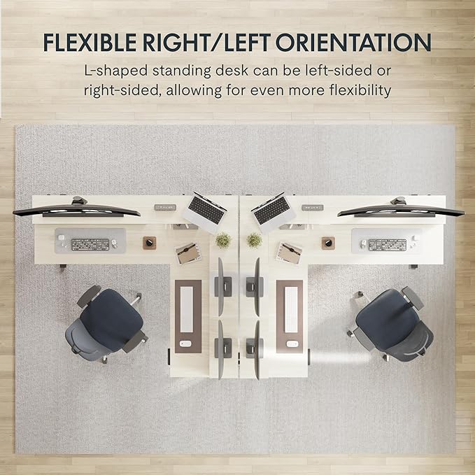 FLEXISPOT 71" L Shaped Standing Desk Electric Corner Table with Shelf, 4 Storage Drawers, Adjustable Computer Workstation for Home, Office, Game, Studio,Light Maple Top + White Frame