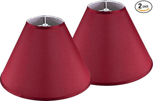 GO&SO 2Pcs Large Lamp Shades Burgundy Fabric Lampshade, 6.5" Top x 16.3" Bottom x 10.5" Height, Handcrafted Replacement Lamp Shade for Table,Floor Lamps,Spider Empire Lamp Cover, Assembly Required