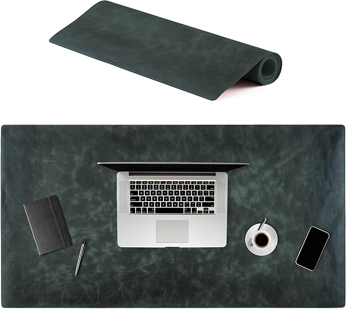 Node Leather Calfskin Leather Desk Pad – Executive Office Desk Mat with Non-Slip Bottom – Smooth Surface for Mouse & Keyboard – Large Desk Protector 18 3/4" x 35 3/4" – Real Leather Desk Blotter