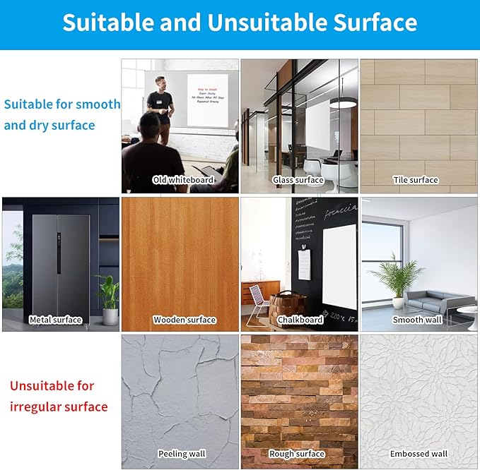 AFMAT Whiteboard Sticker, 17.3" x 36" Dry Erase Wallpaper, Peel and Stick White Board for Wall, Stain-Proof Whiteboard Contact Paper Roll, Dry Erase Board Stick on for Office/Classroom, 1 Marker WS40