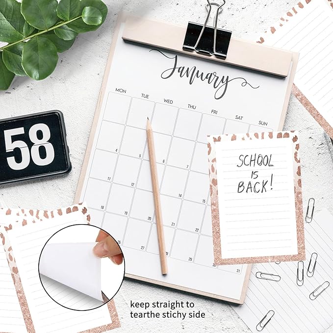 SXboxing Sticky Notes 4X6 Inches, 2 Pack Large Cute Self-Stick Pads, Bright Funny Memo Pads Easy to Stick for Home, Office Glitter Pink Leopard