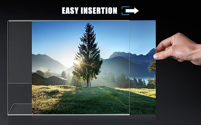xydstay 6pack Acrylic Sign Holder Horizontal, 8.5x11 for Picture Frames, L Shape Clear Plastic, Plastic Sign Holder, Table Sign Holder, Unbreakable Menu Holder for Restaurant, Office, School, Store and Home Use