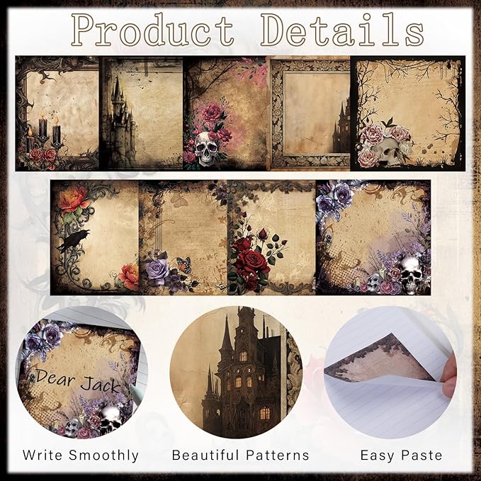 Lovarywow Gothic Sticky Notes Gifts - 9 Pack Gothic Sticky Notes 3x3 Goth Office Supplies Goth Style Design Self-Stick Notepads Creepy Spooky Memo Post Pads School Office Supplies 450 Sheets