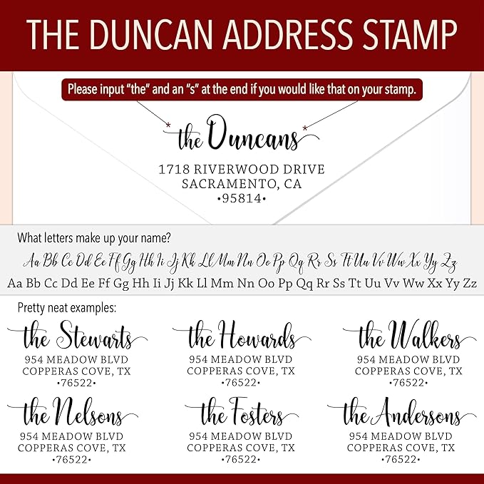 The Duncans Personalized Self-Inking Address Stamp | Envelope Return Address Stamp for Couples and Families | Custom Rubber Address Stamp (Large)