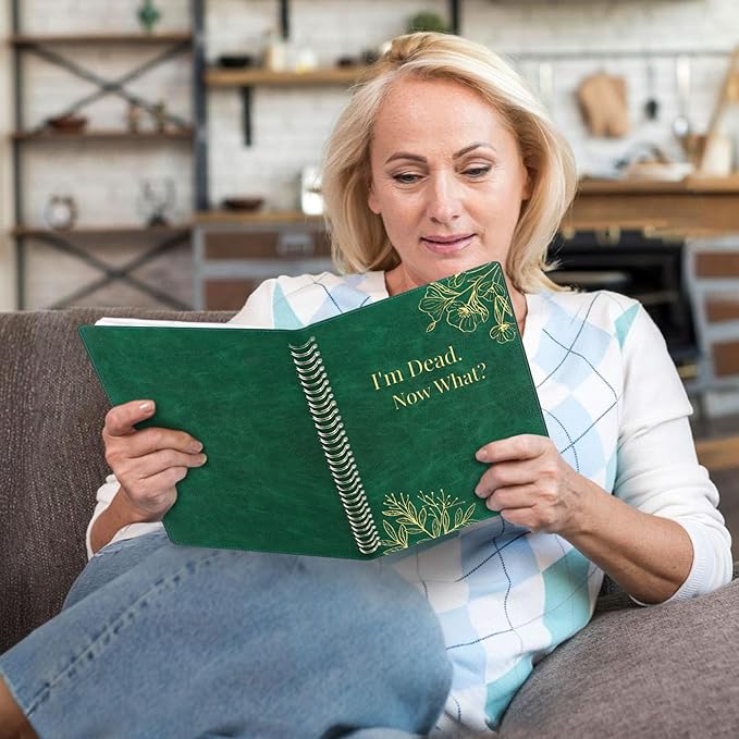 SUNEE End of Life Planner,I‘m Dead Now What Planner, Large Print Spiral-Bound Estate Organizer with Tabs for Seniors & Family. Covers Final Wishes, Passwords,Funeral Planning. A4（9"x11.2"),Deep Green