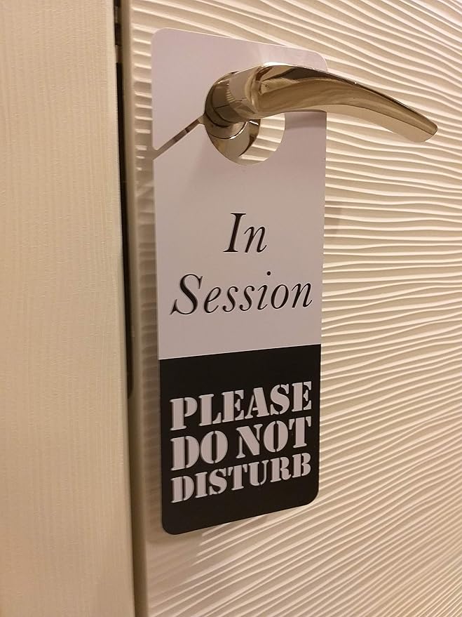 Business Design Do Not Disturb Sign - In Session, 2 Pack, Double Sided, Ideal for Offices, Online Sessions and Meetings, Online Classes, Home Offices, Counseling, Clinics, Therapy, Massage sessions