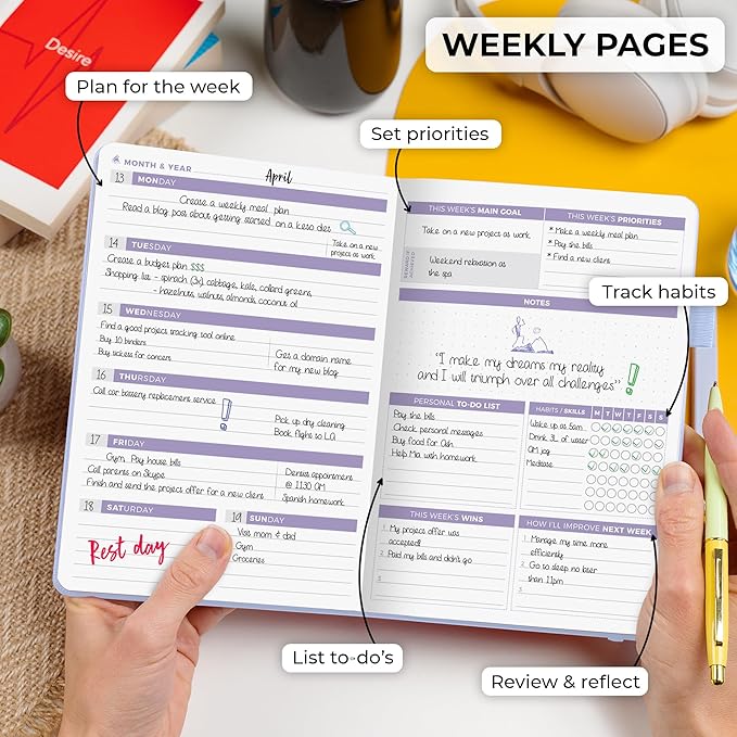 Clever Fox Planner 2nd Edition – Colorful Weekly & Monthly Goal Planner, Time Management & Productivity Organizer, Undated, A5 (Periwinkle)