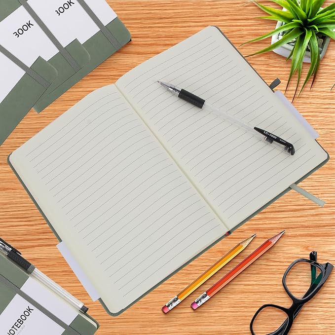 LYDTICK 20 Pack Journals for Writing College Ruled Notebooks Journal in Bulk, Hardcover Notebooks (200Pages) for Note Talking, Lined Bullet Journals for Home School Office, 5.7"x8.4", Olive Green