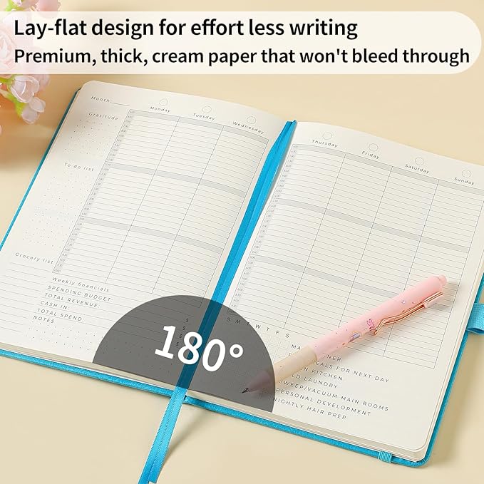 Crein Lynh 2025-2027 Premium Planner, Weekly & Monthly Calendar Planner with Budget & Goal Setting, January 2025 – December 2027, Tabs, Inner Pocket, Daily Journal Organizer for Women, A5, Blue