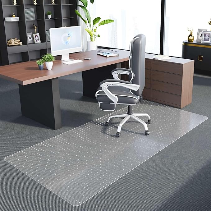 Office Chair Mat for Carpet - Clear Thick Desk Chair Mat for Carpet Plastic Floor Mats for Rolling Work and Gaming Chairs with Studs for Low Pile, Flat and No Carpeted Floors