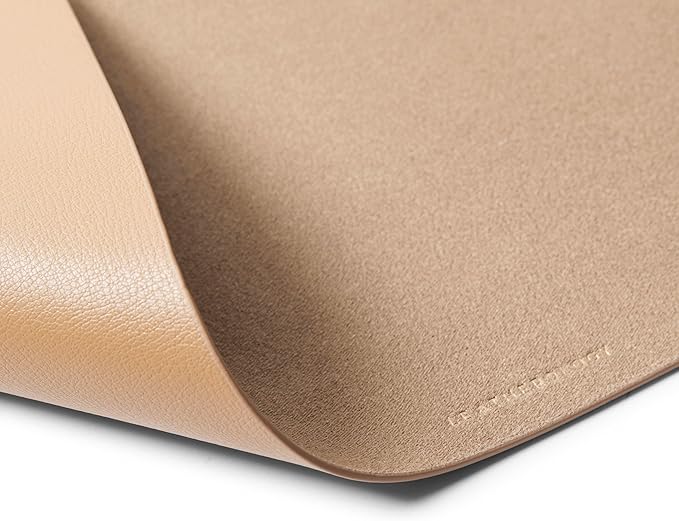 Leatherology Premium Tan Full Grain Leather Desk Pad – Modern Desk Mat for Home Office or Workspace – Water & Scratch Resistant, Slim Portable Design with Microsuede Lining